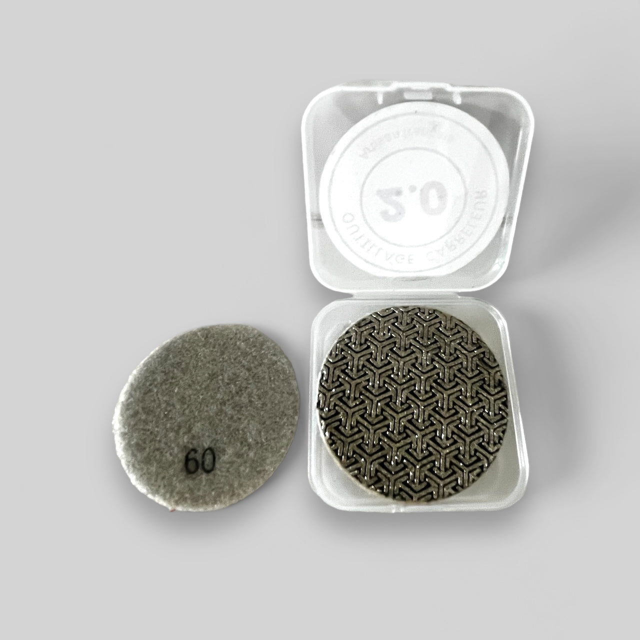 Pack de 5 mini disques diamantés gris grain 60 format Y pour polissage et finition de coins de carrelage