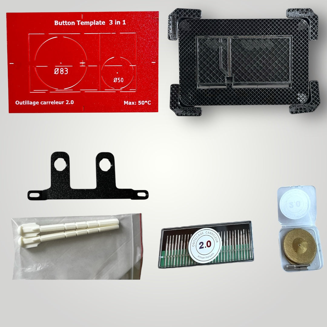 Kit Plaque à Carreler Bâti Support Geb Eco - Gabarit Aimanté, Disques & Tiges Diamantées
