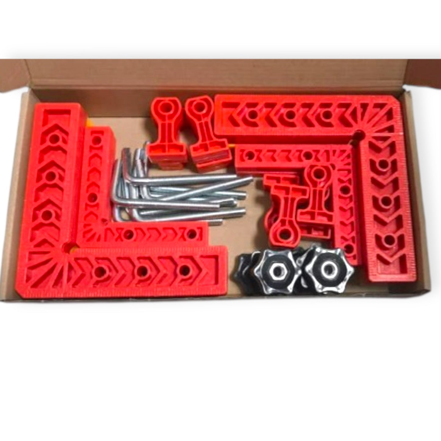 Kit de Escuadras de Bisel Profesional – 4 Escuadras de 140 mm + 4 Escuadras de 100 mm + 8 Sargentos + 4 Ruedas