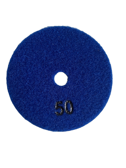 Disque diamant nid d’abeille grain 50 bleu en vue de face
