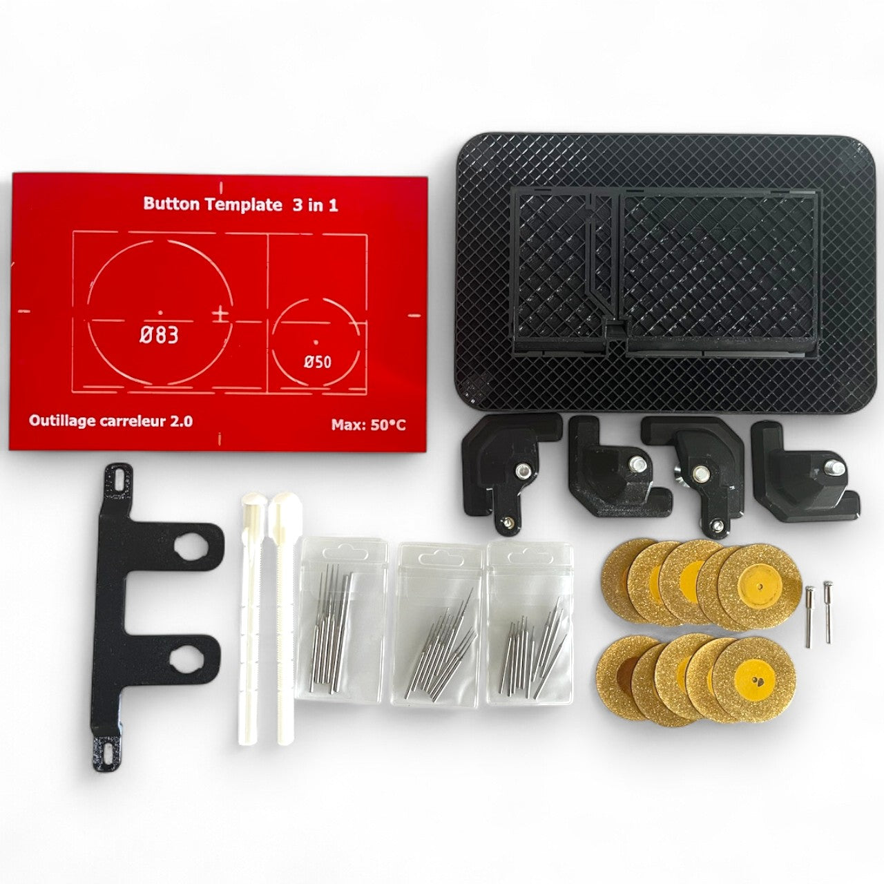 🔥Kit Placa de activación para alicatar Bastidor de soporte Geb Sigma Eco - Plantilla imantada, Discos & Varillas diamantadas