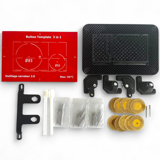 🔥Fliesenbetätigungsplatten-Set für Vorwandelement Geb Sigma Eco - Magnetische Schablone, Scheiben & Diamantstangen