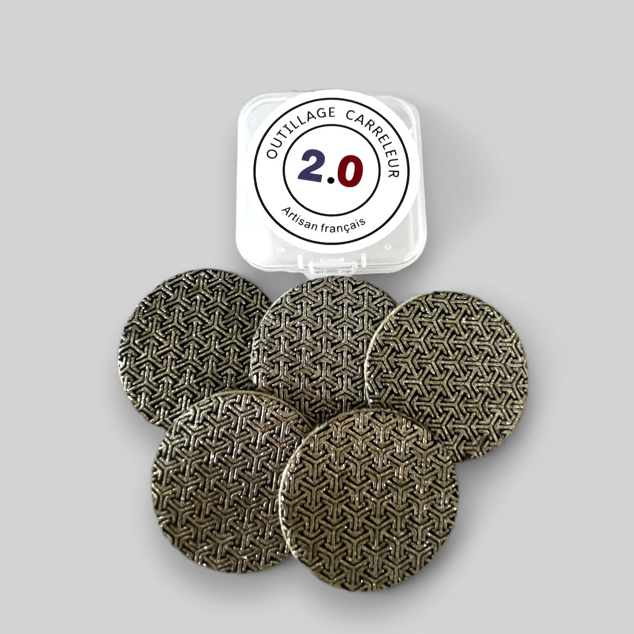 Pack de 5 mini disques diamantés gris grain 60 format Y pour polissage et finition de coins de carrelage