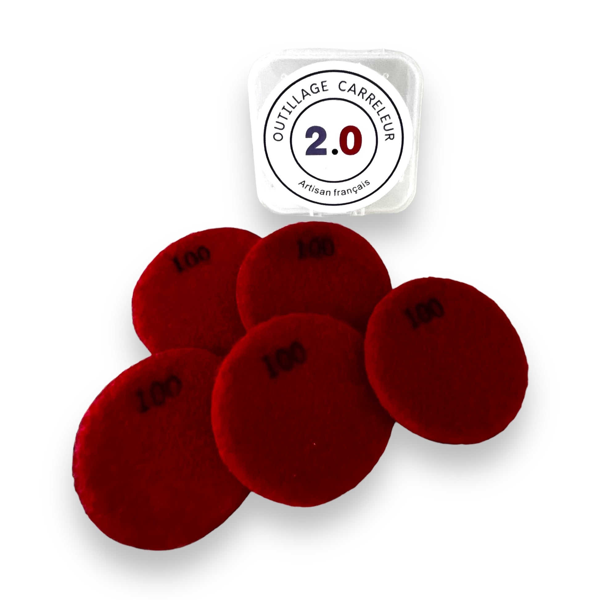 Pad diamant grain 100 rouge vu de dos - Outillage Carreleur 2.0