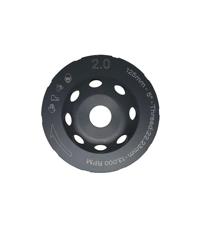 Disque Diamant à Meuler et Poncer, Meule Abrasive Diamantée 125mm x 22,23mm à Double Rangée