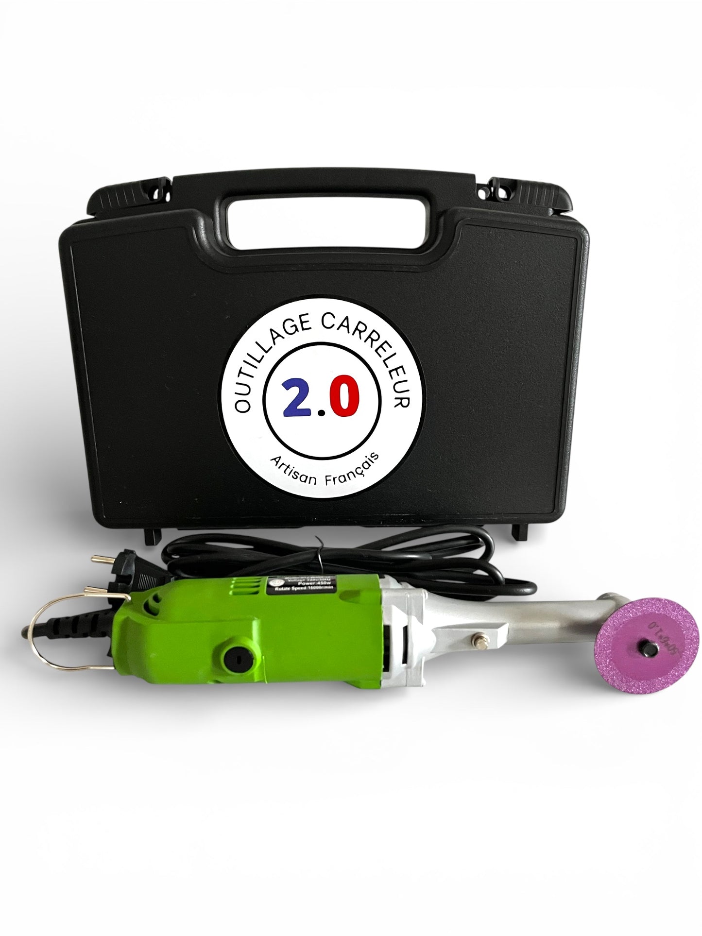 🔥Kit Mini Meuleuse P7 de Précision Électrique 450W avec Pads Diamant + Coffret Rigide – Outillage Carreleur 2.0