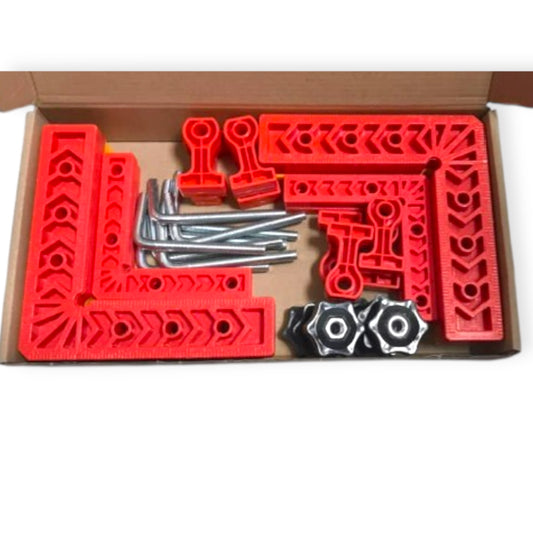 Kit Squadre Professionali per Smussatura – 4 Squadre da 140 mm + 4 Squadre da 100 mm + 8 Morsetti + 4 Manopole