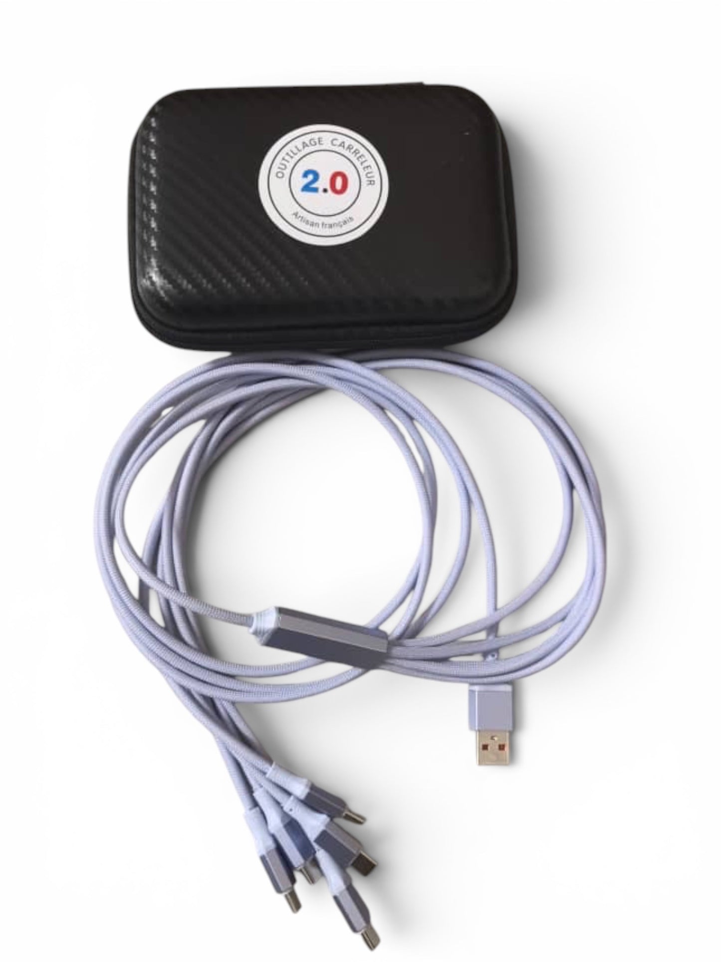 Câble Multi Chargeur 6-en-1 avec Pochette de Transport – Compatible Ventouses Électriques