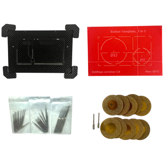 Gabarit de Perçage pour Plaque de Commande WC – Compatible Villeroy & | Guide de Découpe Précise +Mini Disque Or & Mèches