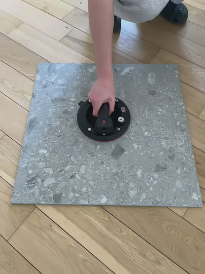 Ventouse électrique avec manomètre professionnelle, Ventouse carrelage - Ventouse vitre, grès cérame, Marbre, capacité 140kg  (Blanche et Noir, 20cm)