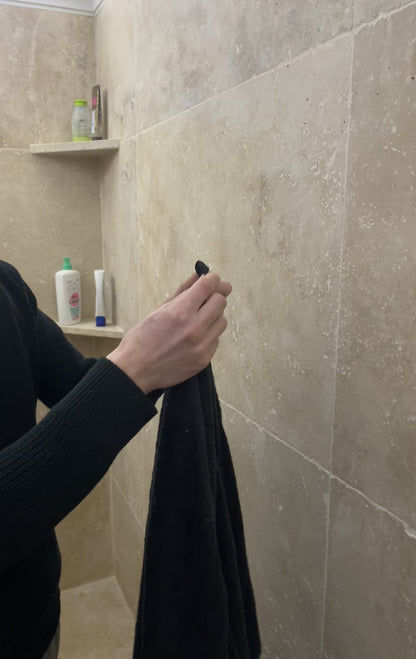 🔥Kit Porta Asciugamani Design – Fissaggio Invisibile su Parete Piastrellata – Set da 3 – Profondità 8 cm + Punta Diamantata 28 mm Inclusa