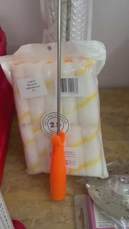 🔥Kit Mini Rouleau Pattes de Lapin 10 cm + Manche 60 cm – Outillage Carreleur 2.0