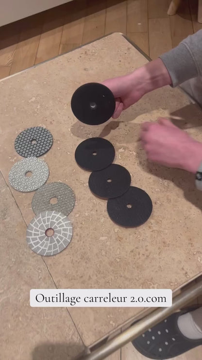 Kit Supporto Magnetico Ø 100 mm per Pad Diamantati – 4 pezzi (1 Base + 3 Piastre) | Attrezzatura Piastrellista 2.0