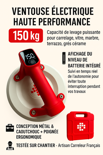Professional Electric Digital Suction Cup, Diameter 20cm, Tiler Suction Cup, Carpentry, Plumbers, Glaziers, Capacity 200kg